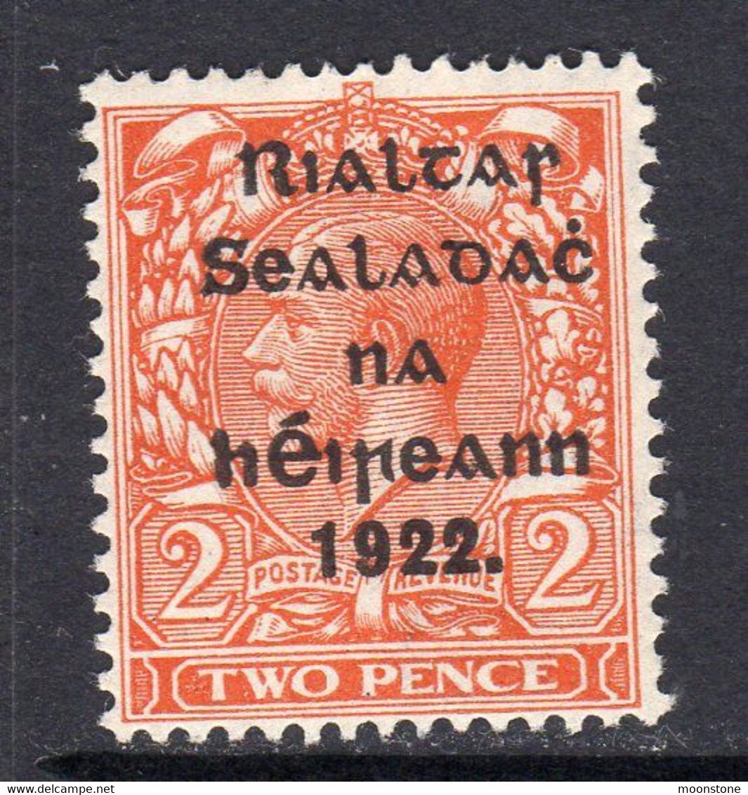 Ireland 1922 (Nov) 2d Die II Rialtas Overprint, Wide Setting, Thom Printing, Very Lightly Hinged Mint, SG 50 - Neufs