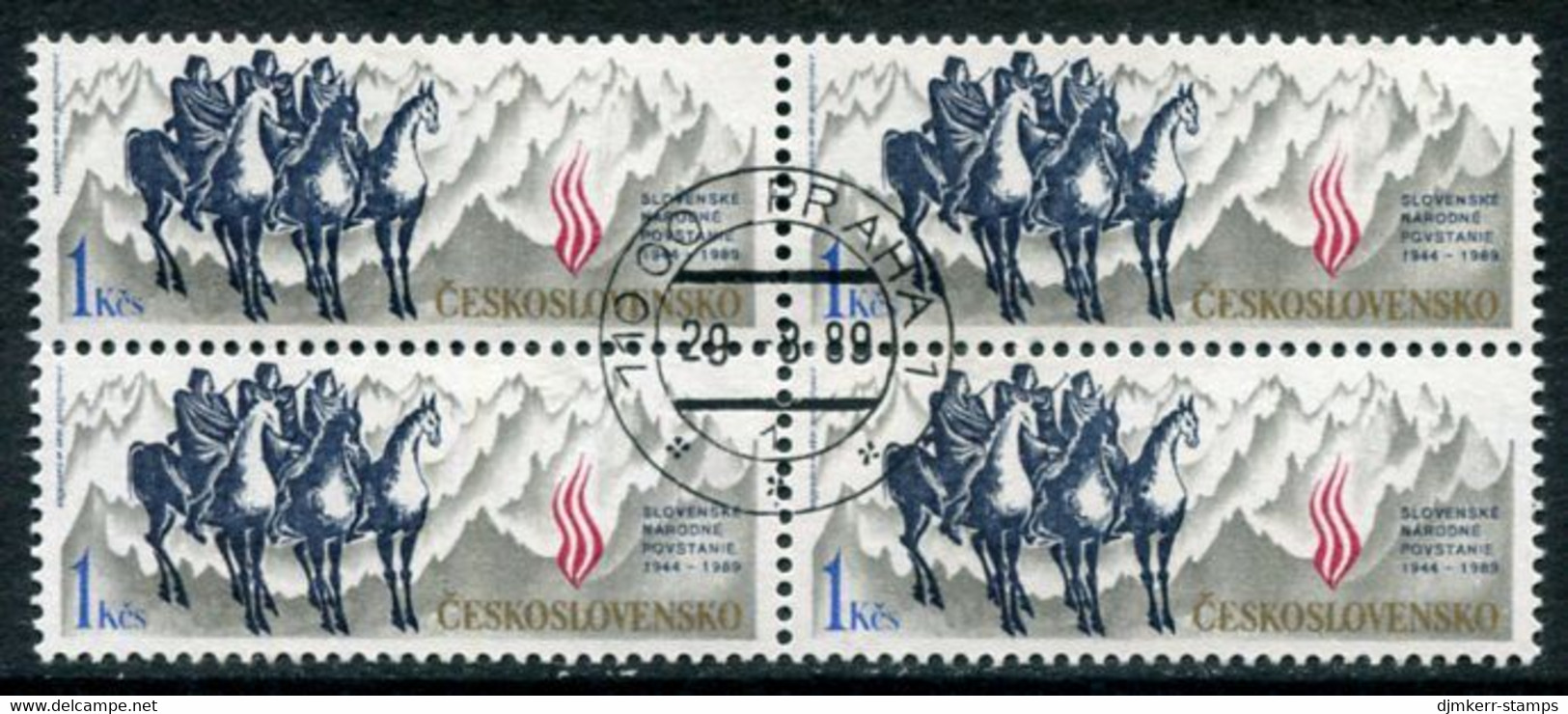 CZECHOSLOVAKIA 1989 Slovak NAtional Rising Block Of 4 Used.   Michel 3011 - Gebruikt