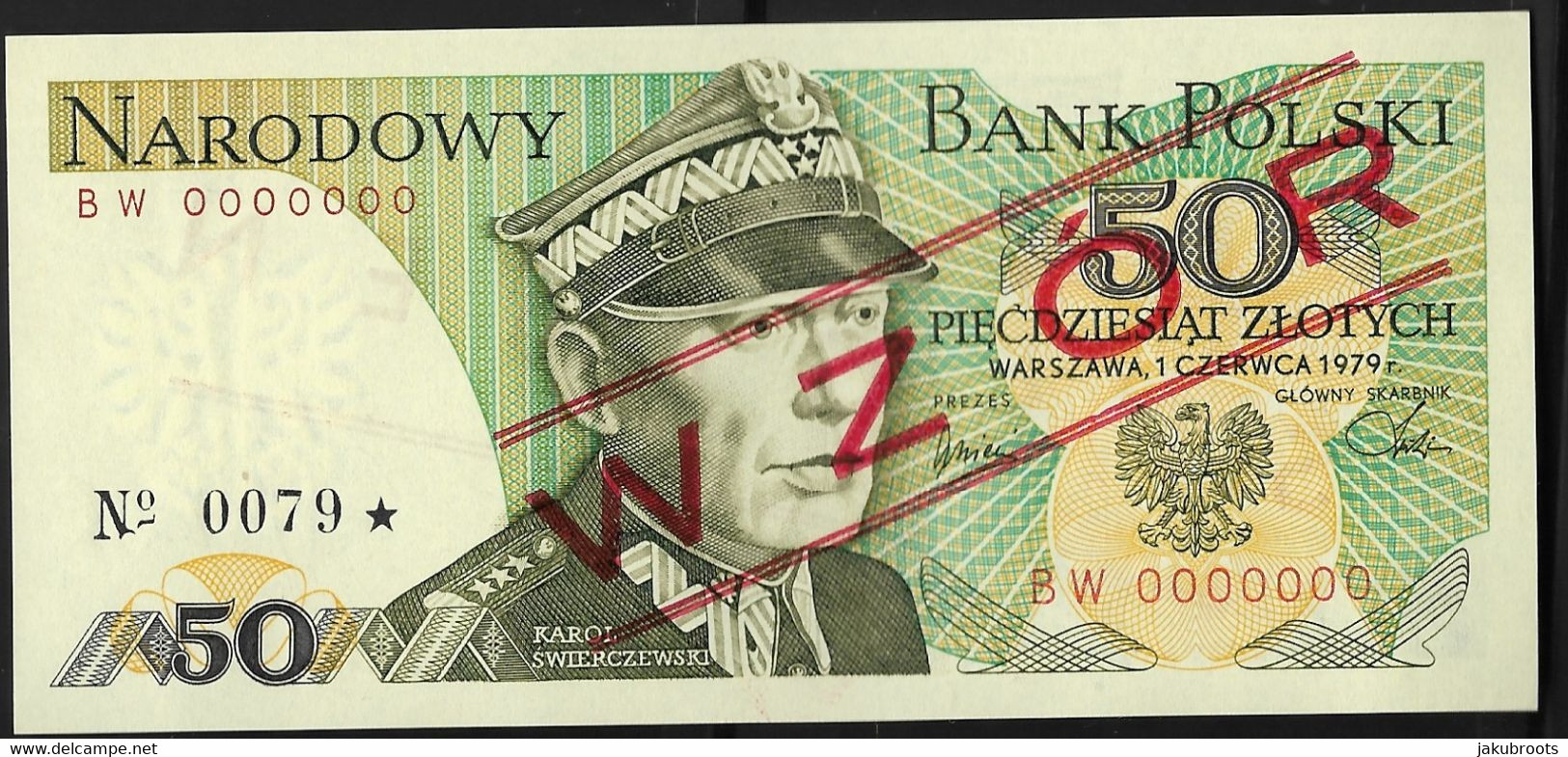 JUNE  1979.POLISH  NATIONAL STATE BANK 50 Zl. WZOR / SPECIMEN .mint  Condition - Polen
