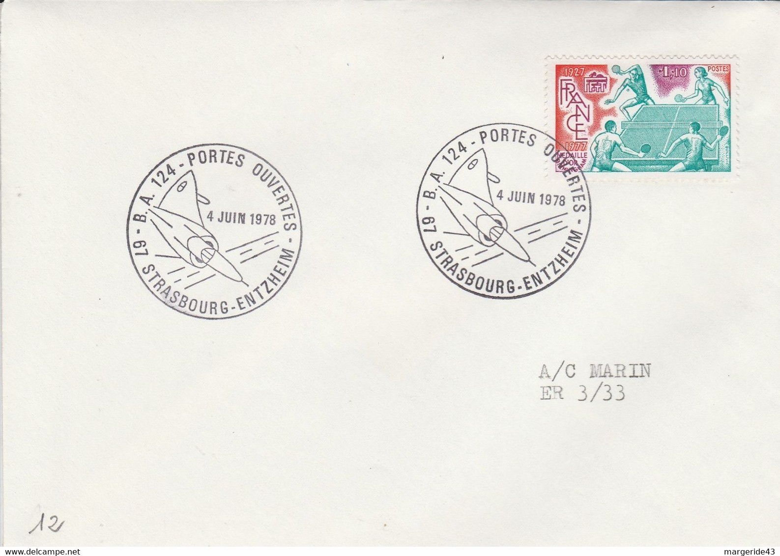 PORTES OUVERTES BASE AERIENNE 124 STRASBOURG 1978 - Mechanical Postmarks (Advertisement)