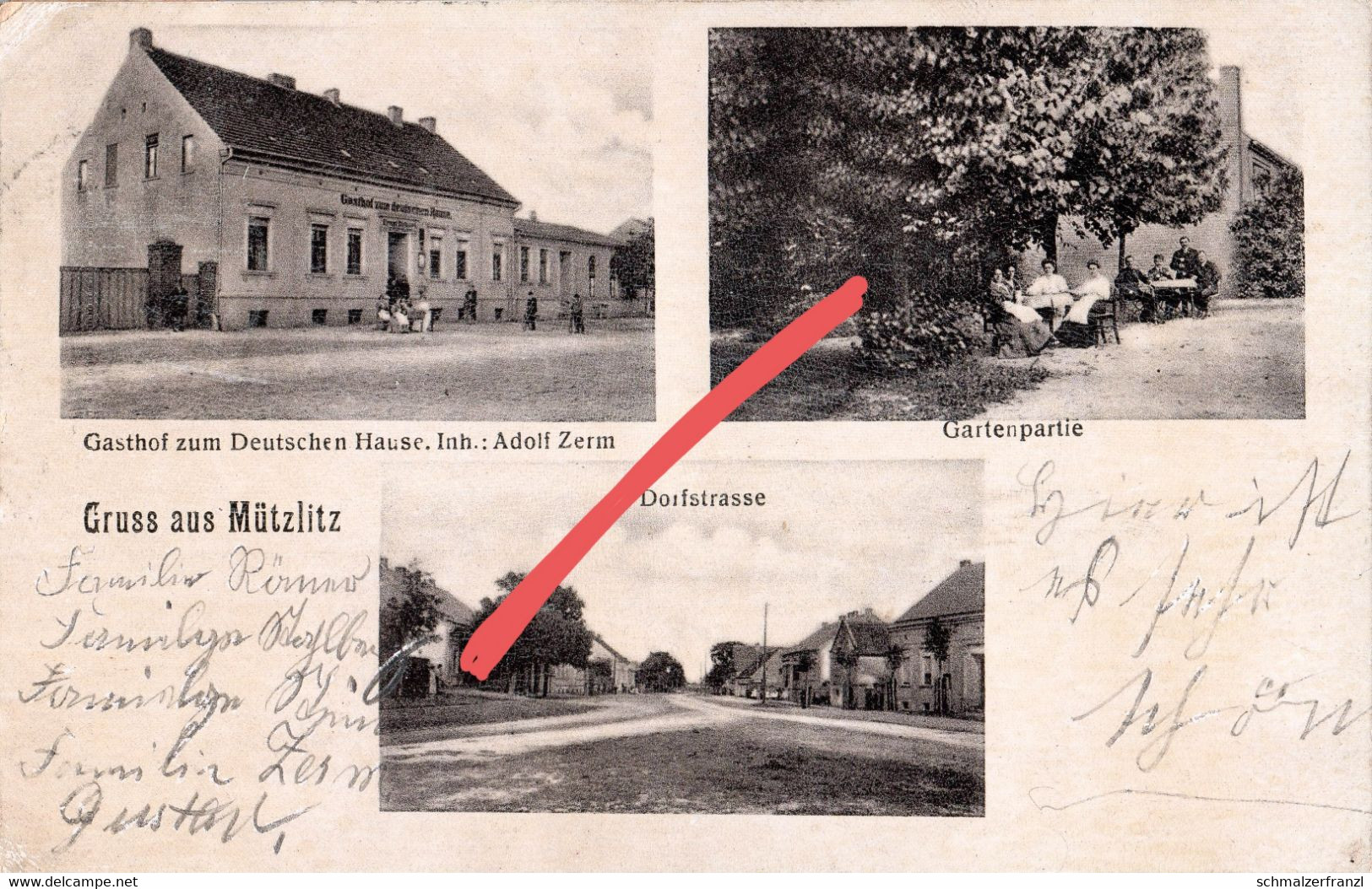 Litho AK Mützlitz Gasthof Zum Deutschen Hause A Nennhausen Garlitz Gräningen Rathenow Premnitz Havelsee Brandenburg - Nennhausen