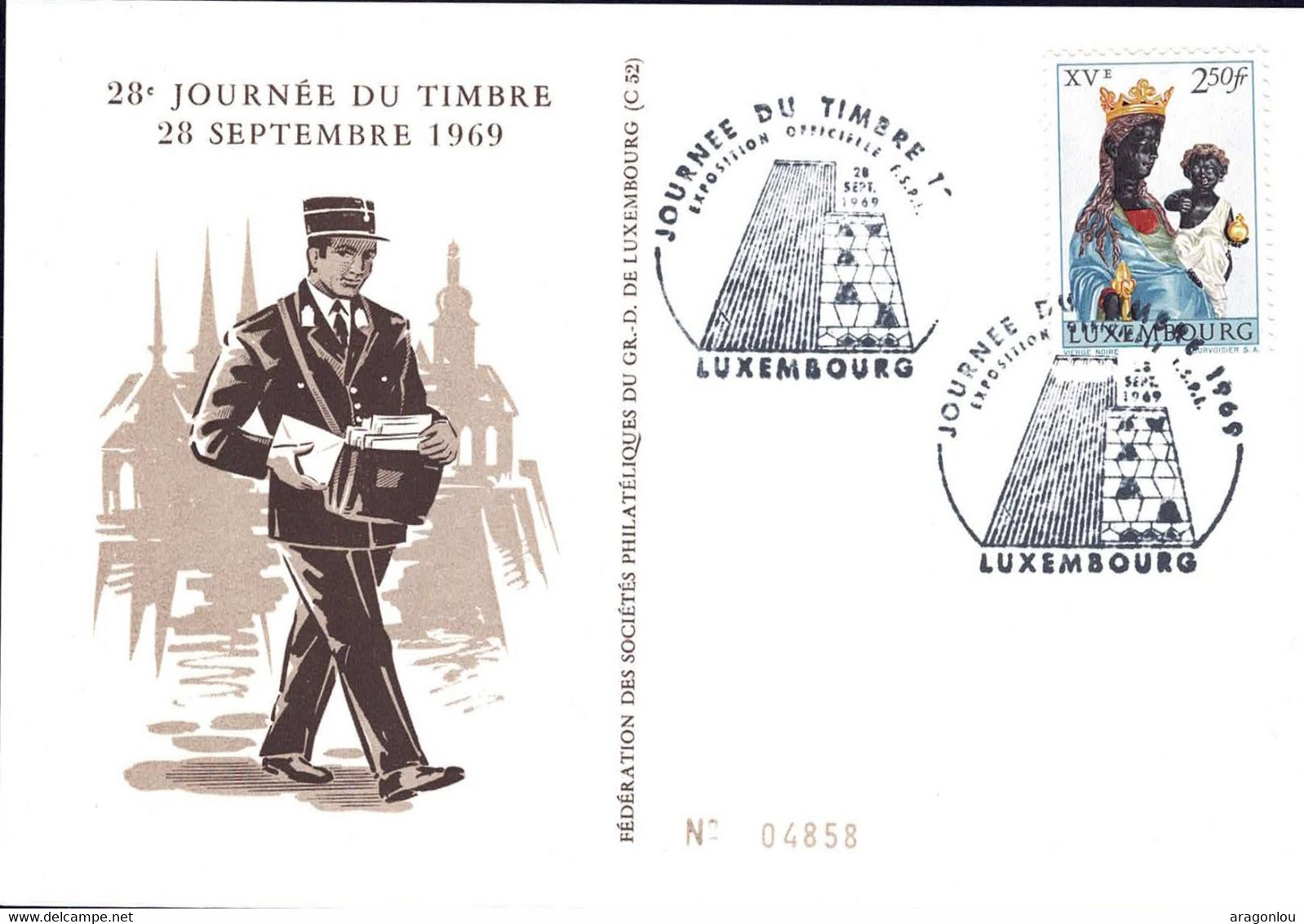 Luxembourg, Luxemburg 1969 Carte Postale 28e Journée Natonale Du Timbre Luxembourg - Cartes Commémoratives
