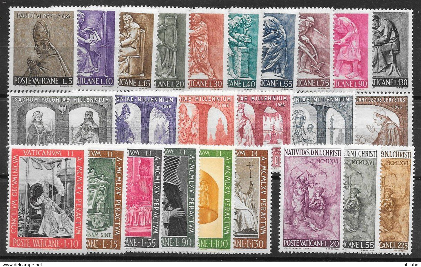 Vatican Année/year 1966 N°441 à/to 465 Complet/complete 25 TP ** & * - Années Complètes