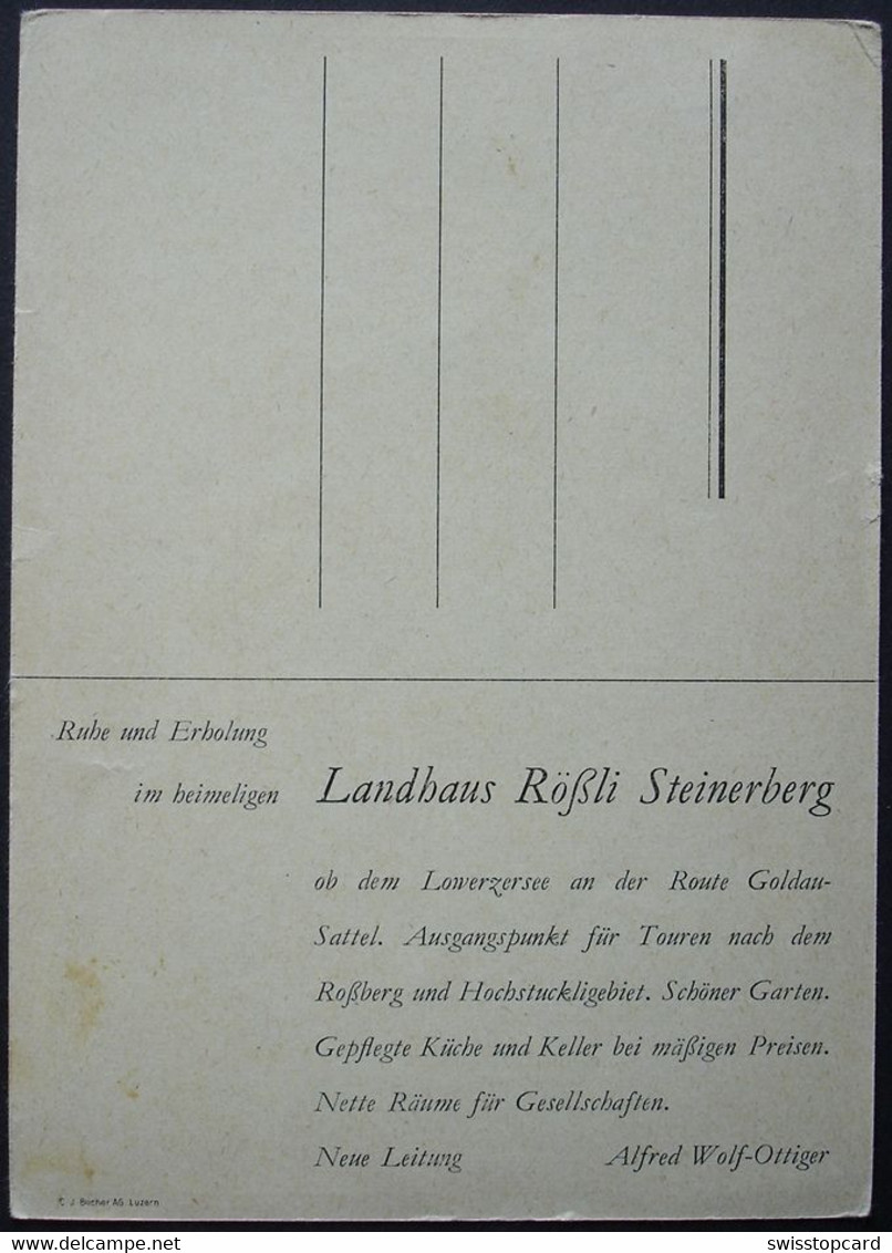 STEINERBERG Litho Werbung Gasthaus Rössli Alfred Wolf-Ottiger Landhaus Route Goldau-Sattel - Sattel