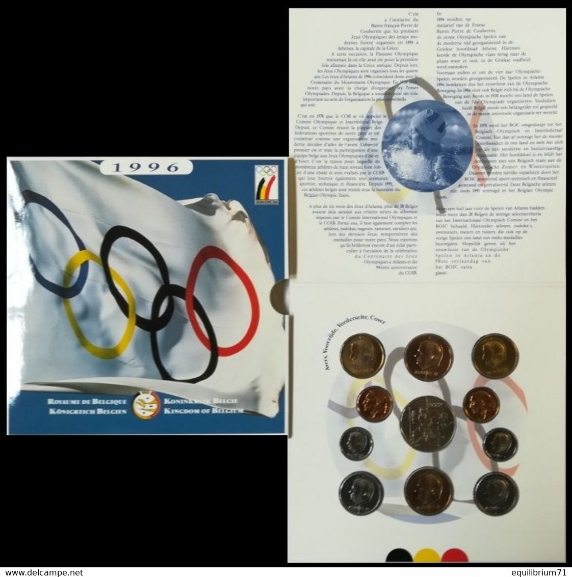 FLEURS DE COINS / STEMPELGLANS / STEMPELGLANZ - FDC - 100 Ans D'olypisme / 100 Jaar Olympische Spelen - (Atlanta) - 1996 - FDC, BU, Proofs & Presentation Cases