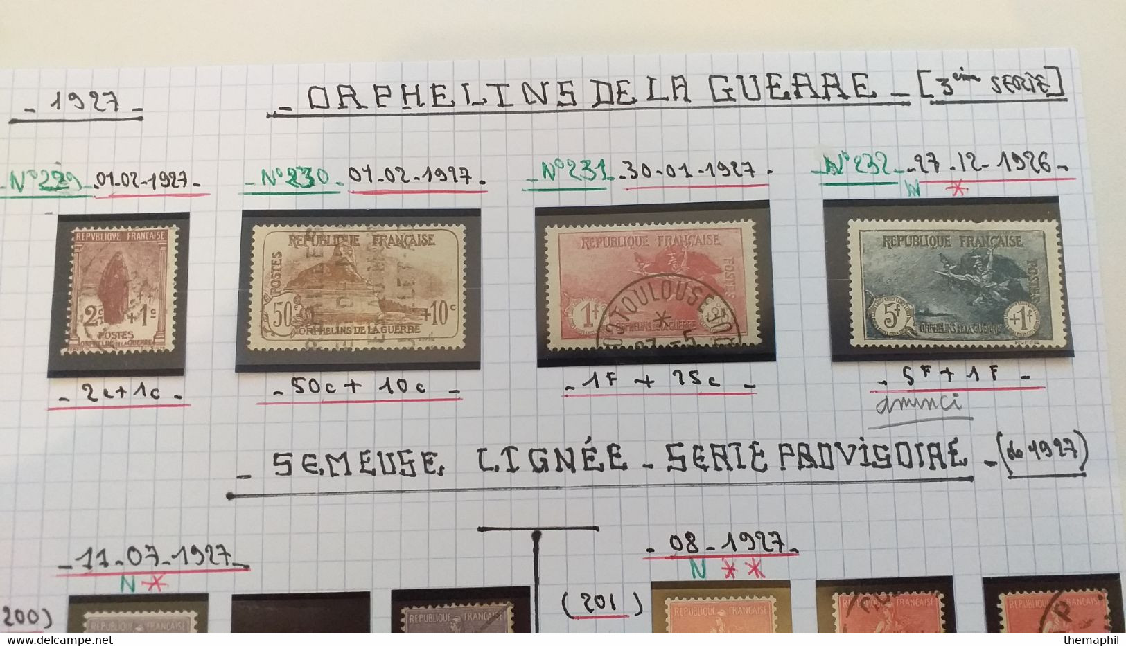 lots TH 934 FRANCE collection 1900 / 1939 neufs x ou xx et obl. QQ bon timbres