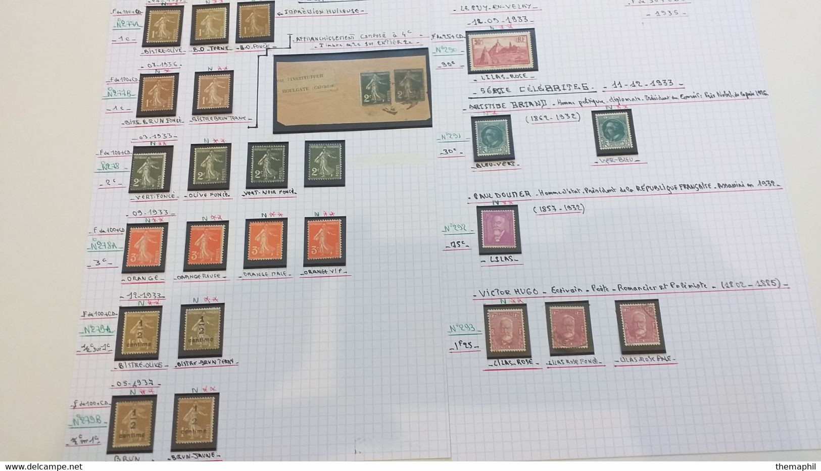 lots TH 934 FRANCE collection 1900 / 1939 neufs x ou xx et obl. QQ bon timbres