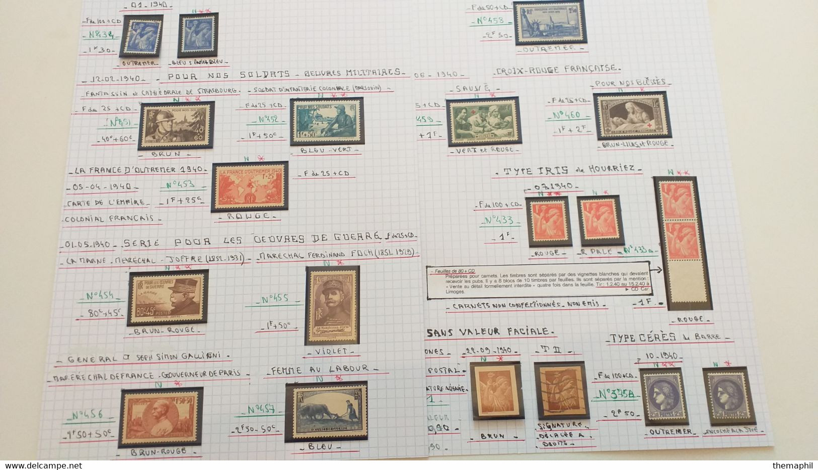 Lots TH 940 FRANCE Collection 1940 / 1959 Neufs Xx / X Et Obl . Recherche De Variétées - Collections (with Albums)