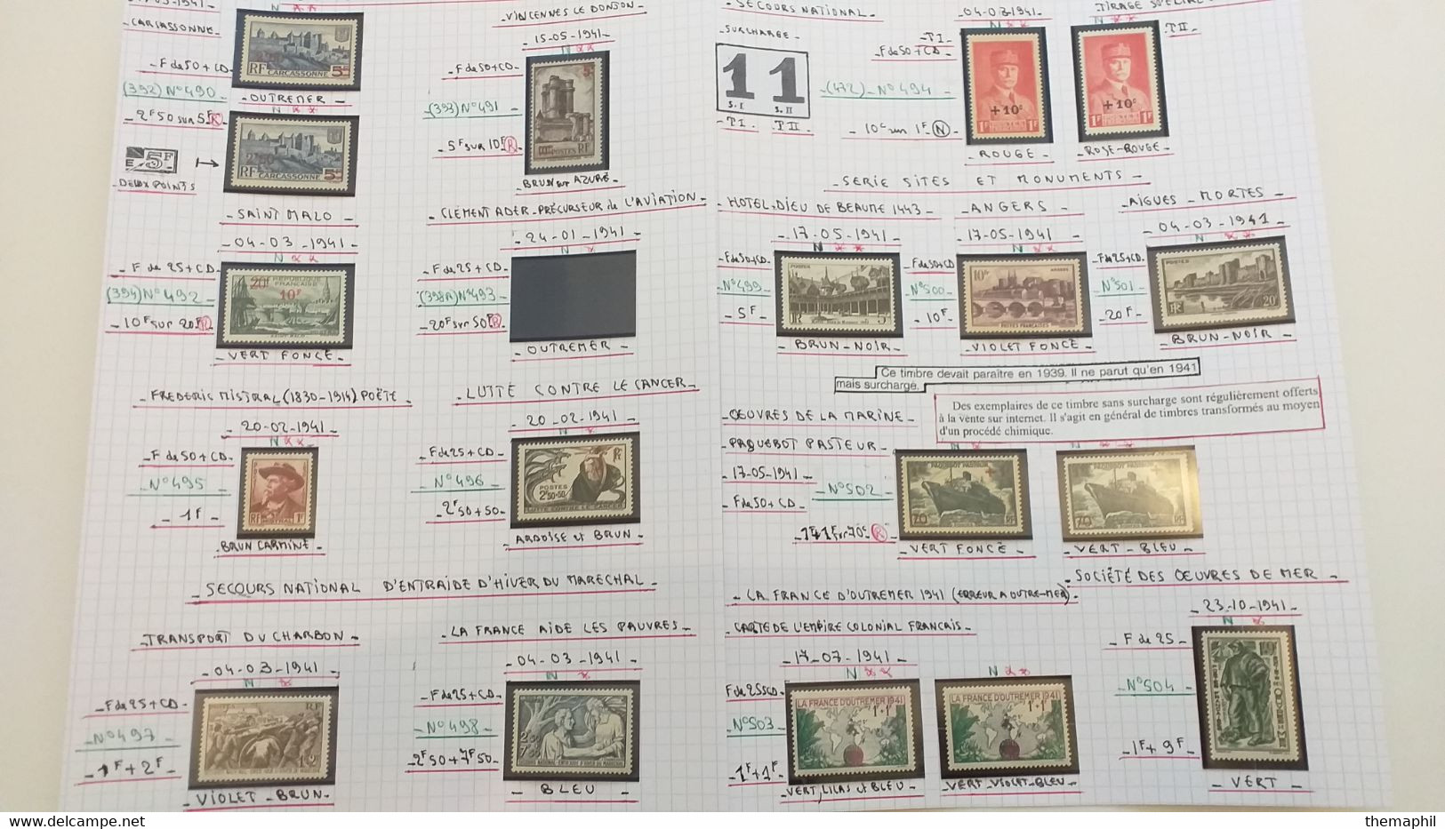 Lots TH 940 FRANCE Collection 1940 / 1959 Neufs Xx / X Et Obl . Recherche De Variétées - Collections (with Albums)