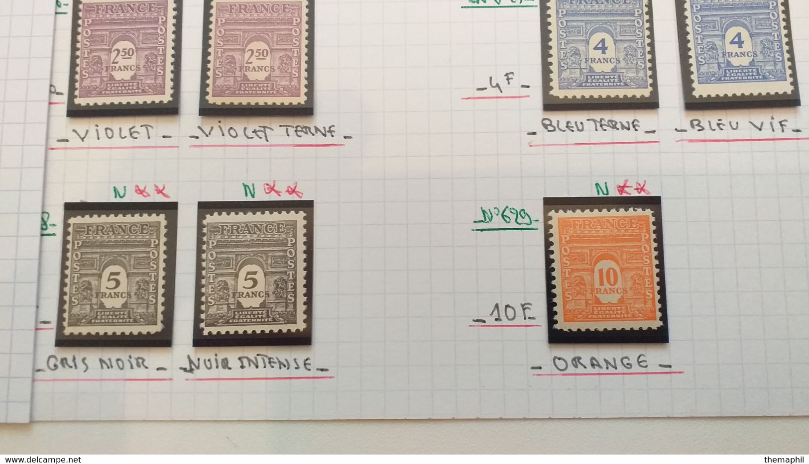 lots TH 940 FRANCE collection 1940 / 1959 neufs xx / x et obl . recherche de variétées