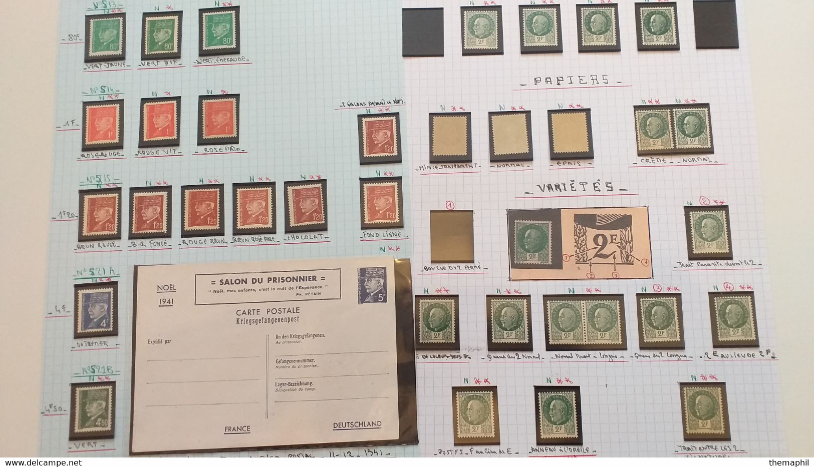 lots TH 940 FRANCE collection 1940 / 1959 neufs xx / x et obl . recherche de variétées