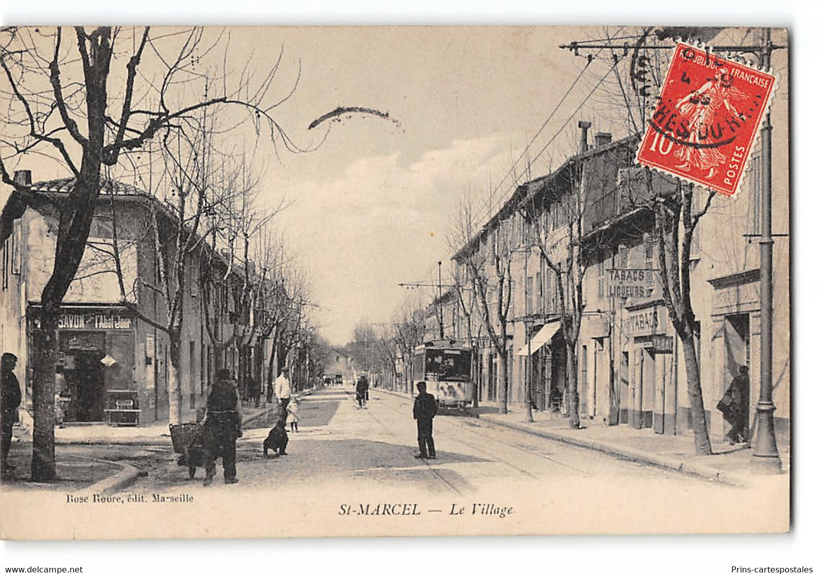 CPA 13 Marseille St Marcel Le Village Et Le Tramway - Saint Marcel, La Barasse, Saint Menet