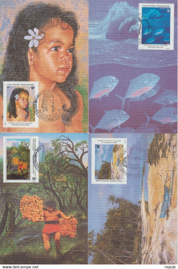 Polynésie Française 1994 Artistes Peintres En Polynésie 468-471 - Maximum Cards