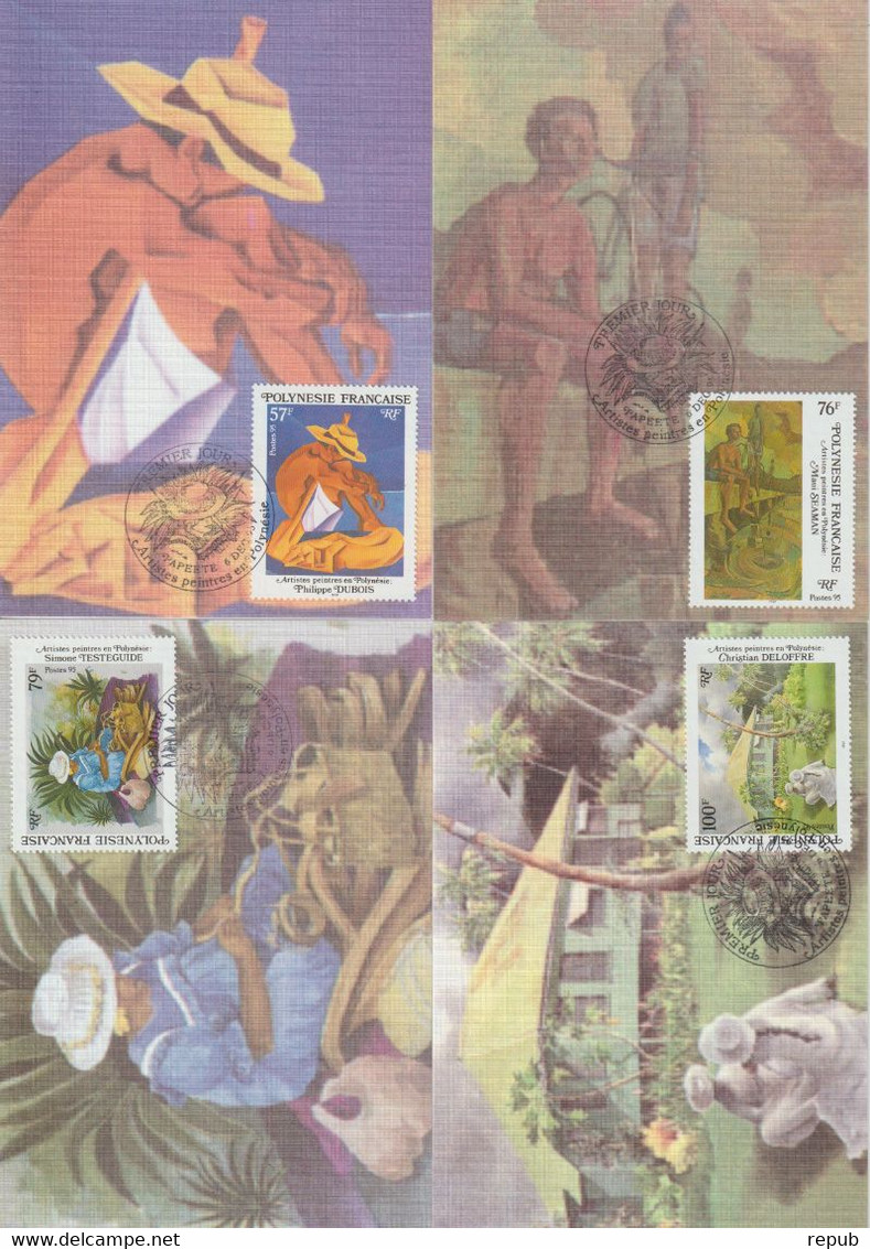 Polynésie Française 1995 Artistes Peintres En Polynésie 494-497 - Cartes-maximum