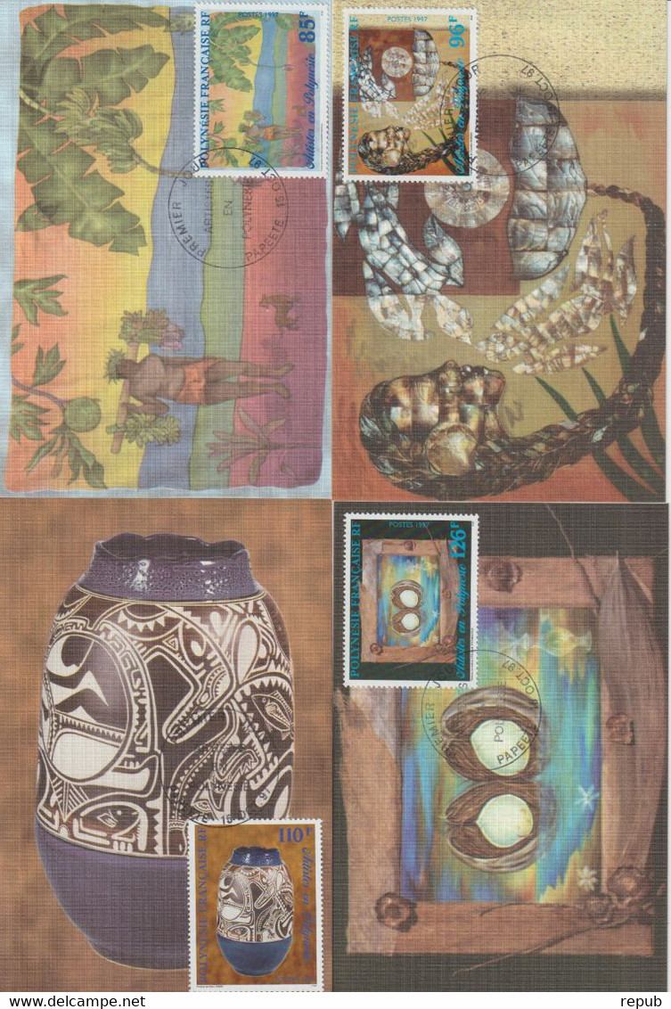 Polynésie Française 1997 Artistes Peintres En Polynésie 548-552 - Maximumkarten