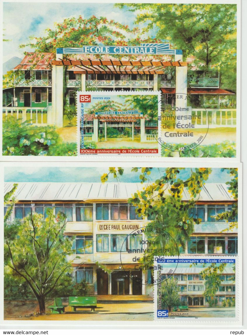 Polynésie Française 2001 école Centrale 631-632 - Cartes-maximum