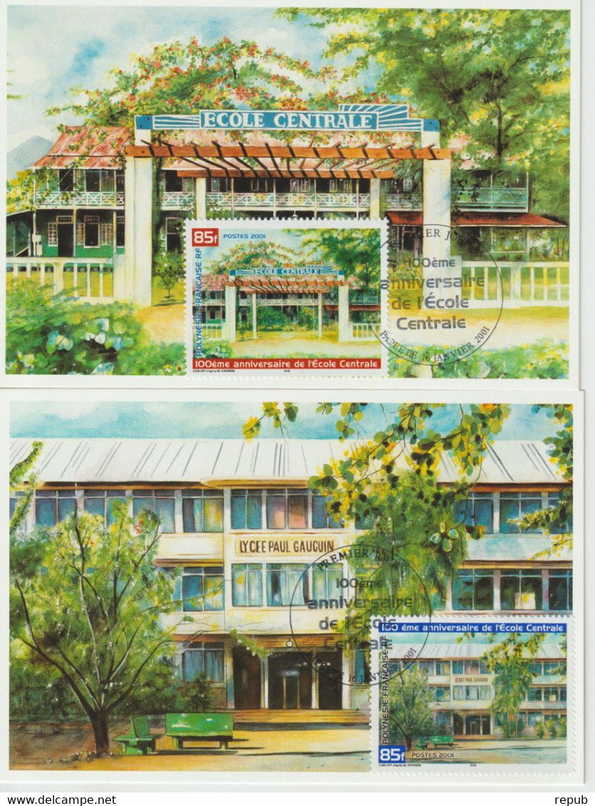 Polynésie Française 2001 école Centrale 631-632 - Cartoline Maximum