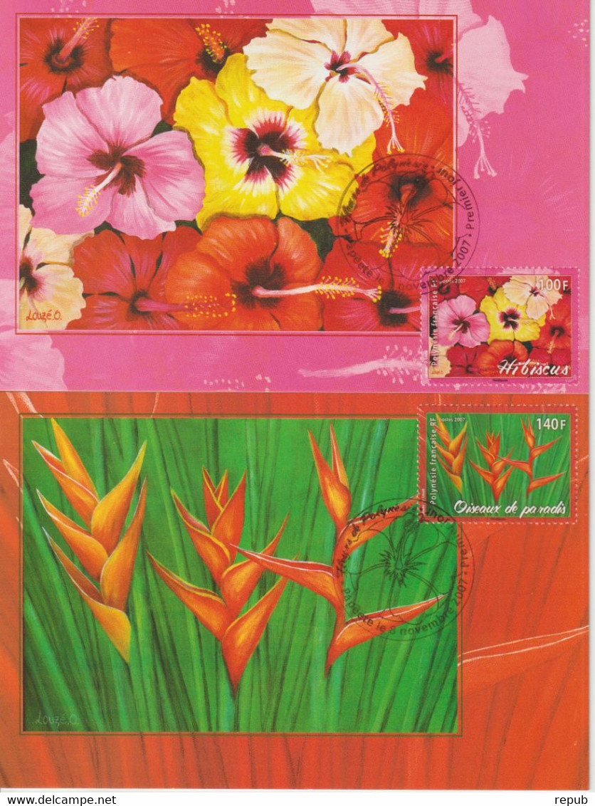 Polynésie Française 2007 Fleurs 821-822 - Cartes-maximum