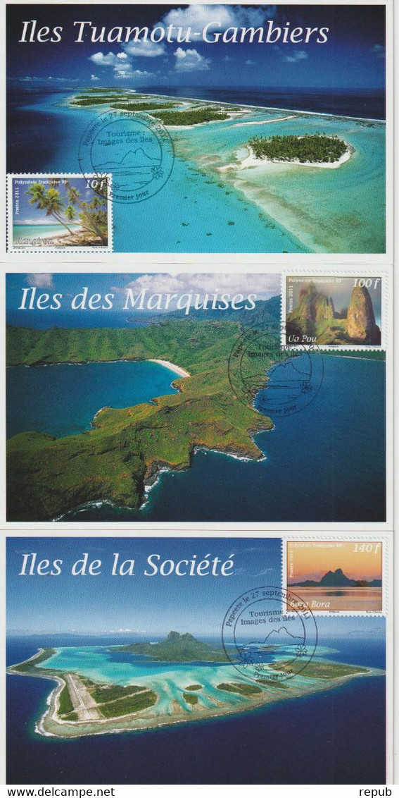 Polynésie Française 2011 Paysages Des Iles 957-959 - Maximumkaarten
