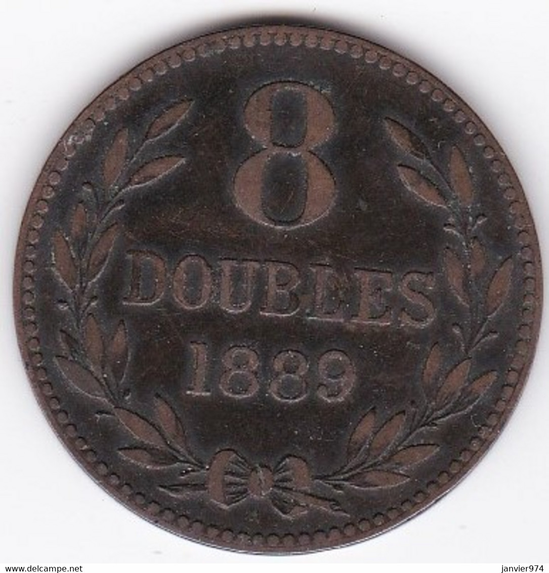 Guernesey 8 Doubles 1889 H. Bronze . KM# 7 - Guernesey