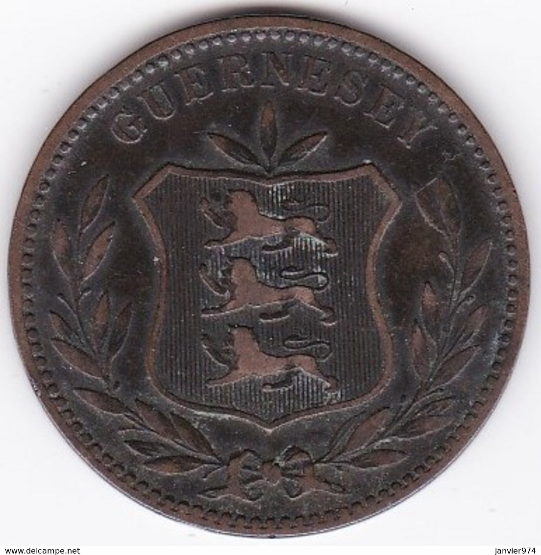 Guernesey 8 Doubles 1889 H. Bronze . KM# 7 - Guernesey