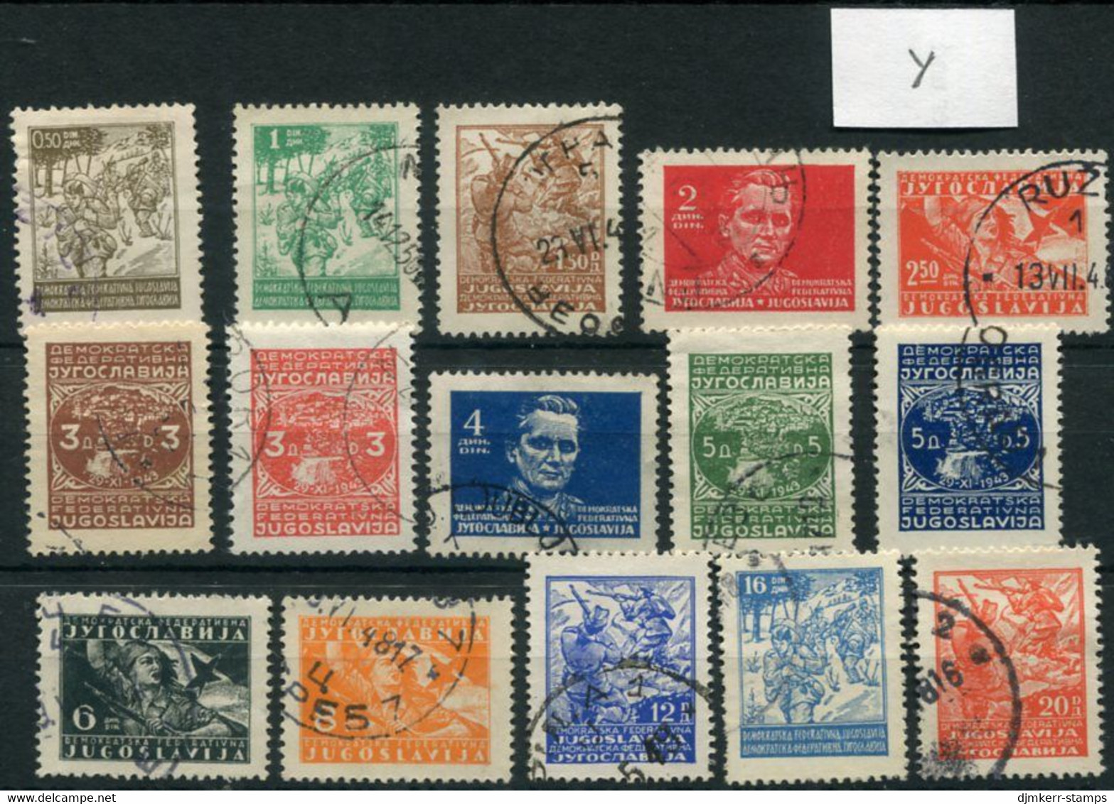 YUGOSLAVIA 1945 Tito And Partisans Definitive, Ordinary Paper (15)  Used.  Michel 470y-485y - Gebraucht