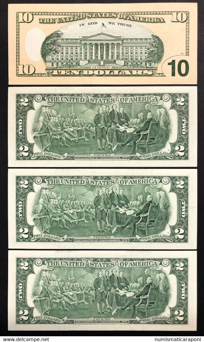 Usa Stati Uniti 10 $ 2013 + 3 X 2 $ Consecutivi 2017 LOTTO 1598 - Bilglietti Della Riserva Federale (1928-...)