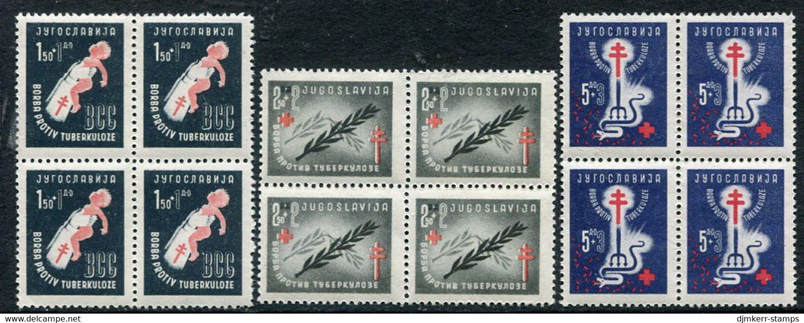 YUGOSLAVIA 1948  Anti-Tuberculosis Campaign Blocks Of 4 MNH / **.  Michel 536-38 - Ongebruikt