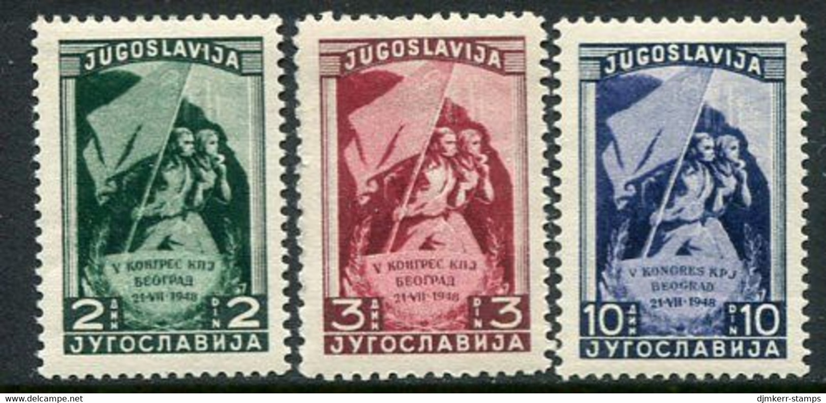 YUGOSLAVIA 1948  Communist Congress, Cheapest Perforations MNH / **.  Michel 542-44 - Ongebruikt