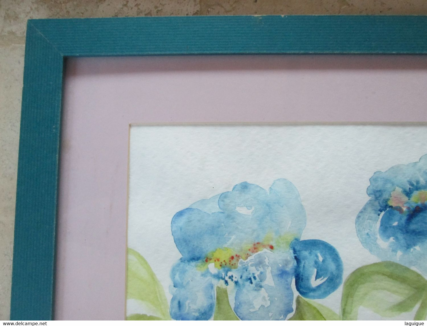 AQUARELLE ENCADREE SIGNEE MOTIF FLEURS 45 X 35 Cm - Watercolours