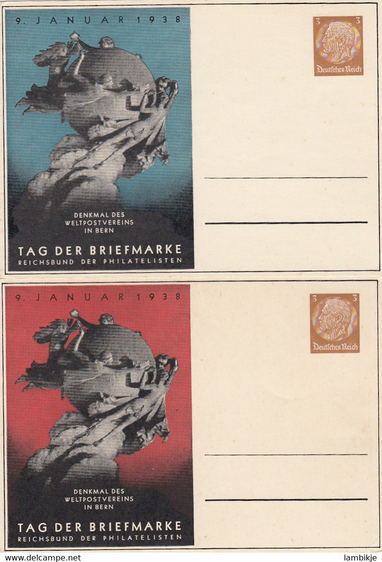 Deutsches Reich Privat 2 Postkarten 1937-38 - Private & Lokale Post