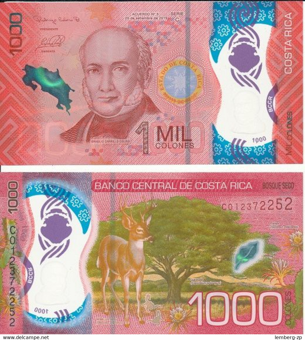 Costa Rica - 1000 Colones 2019 ( 2021 ) UNC Polymer Lemberg-Zp - Costa Rica