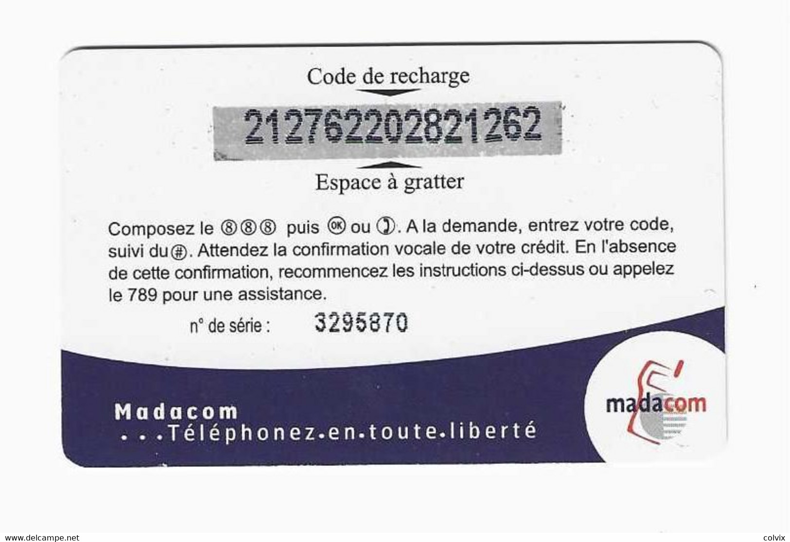 MADAGASCAR RECHARGE MADACOM SOA 25 000 FMG - Madagaskar