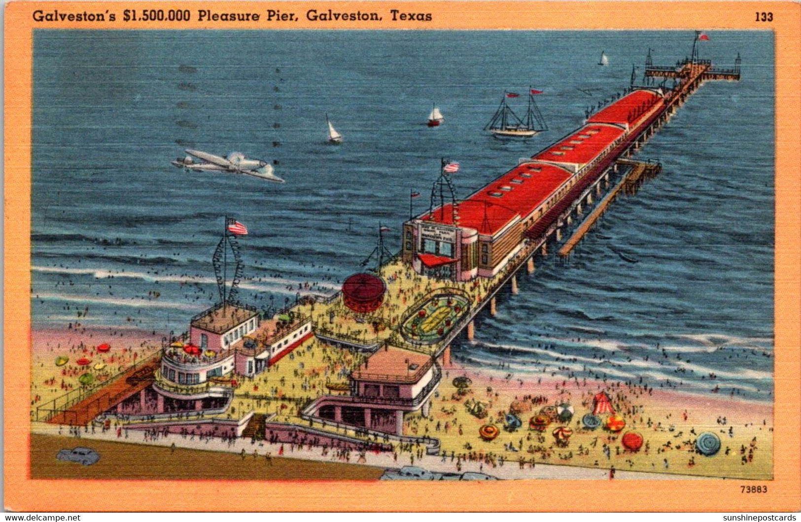 Texas Galveston Aerial View Of The Pleasure Pier - Galveston