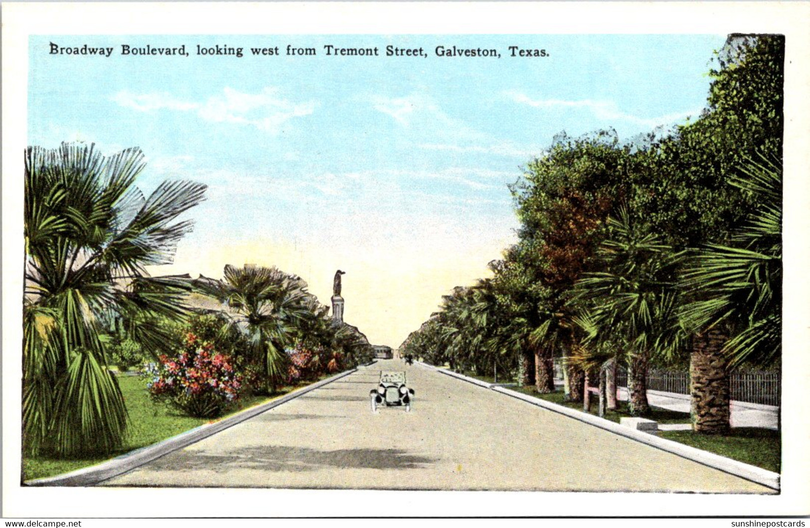 Texas Galveston Broadway Boulevard Looking West From Tremont Street - Galveston