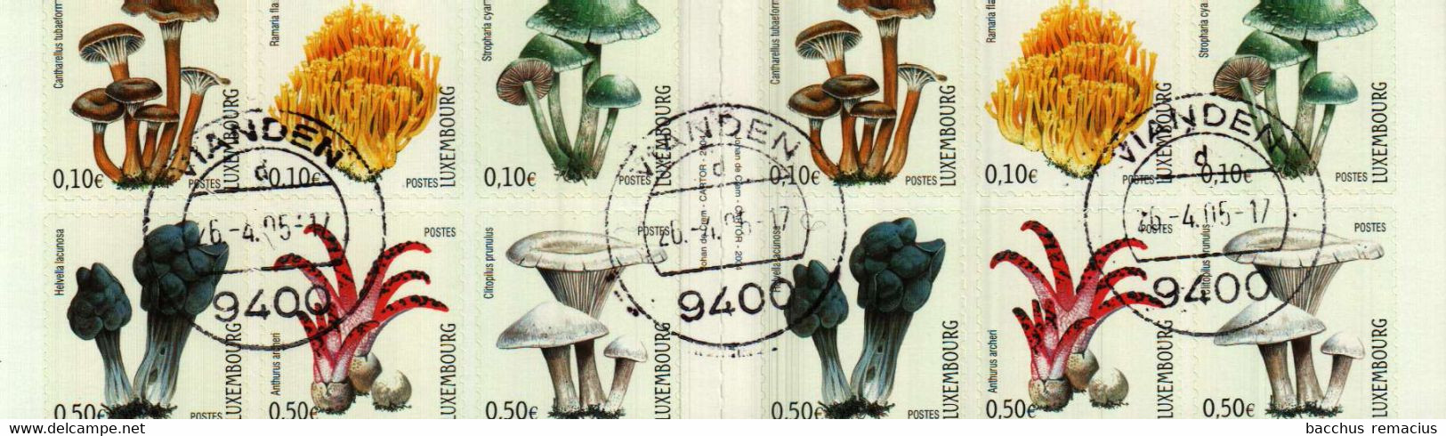 Luxembourg Carnet De Timbres-Poste Autocollants (6x0,50+6x0,10 Euro) Champignons Pilze Mushrooms 2004 Oblitérés VIANDEN - Postzegelboekjes