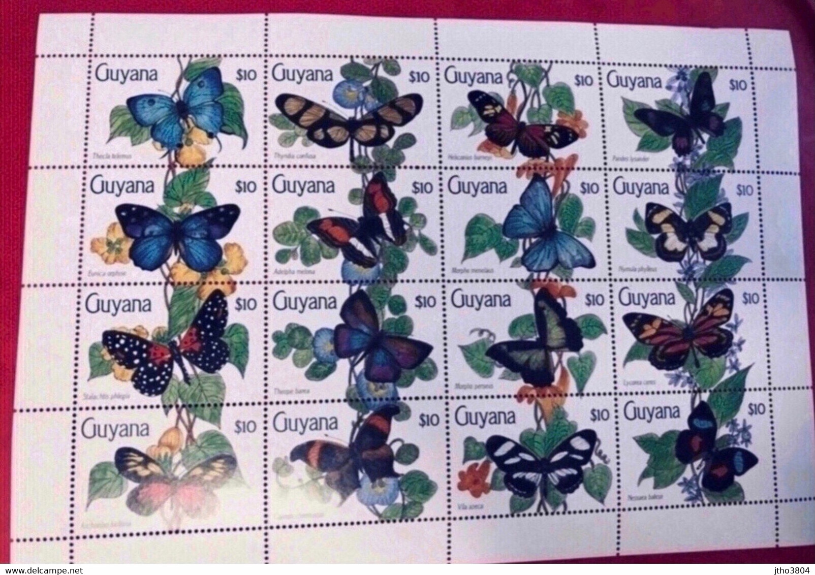 GUYANNE 1990 Bloc De 16 V Neuf ** MNH YT 2276 A 2291 - Farfalle Papillons Butterflies Mariposas Schmetterlinge GUYANA - Butterflies