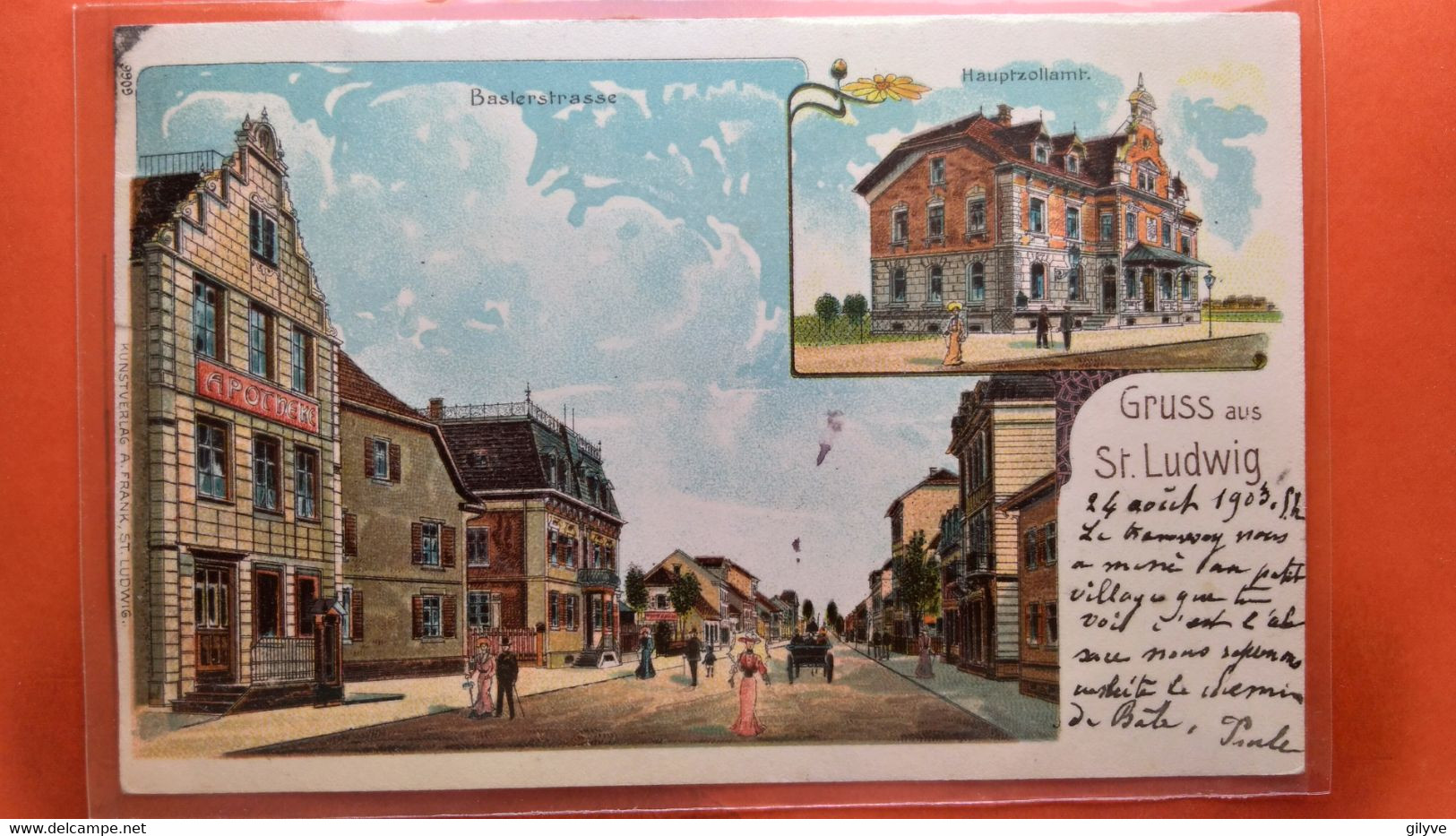 CPA (68) Saint Louis. Gruss Baslerstrasse, Belle Litho  (S.2010) - Saint Louis