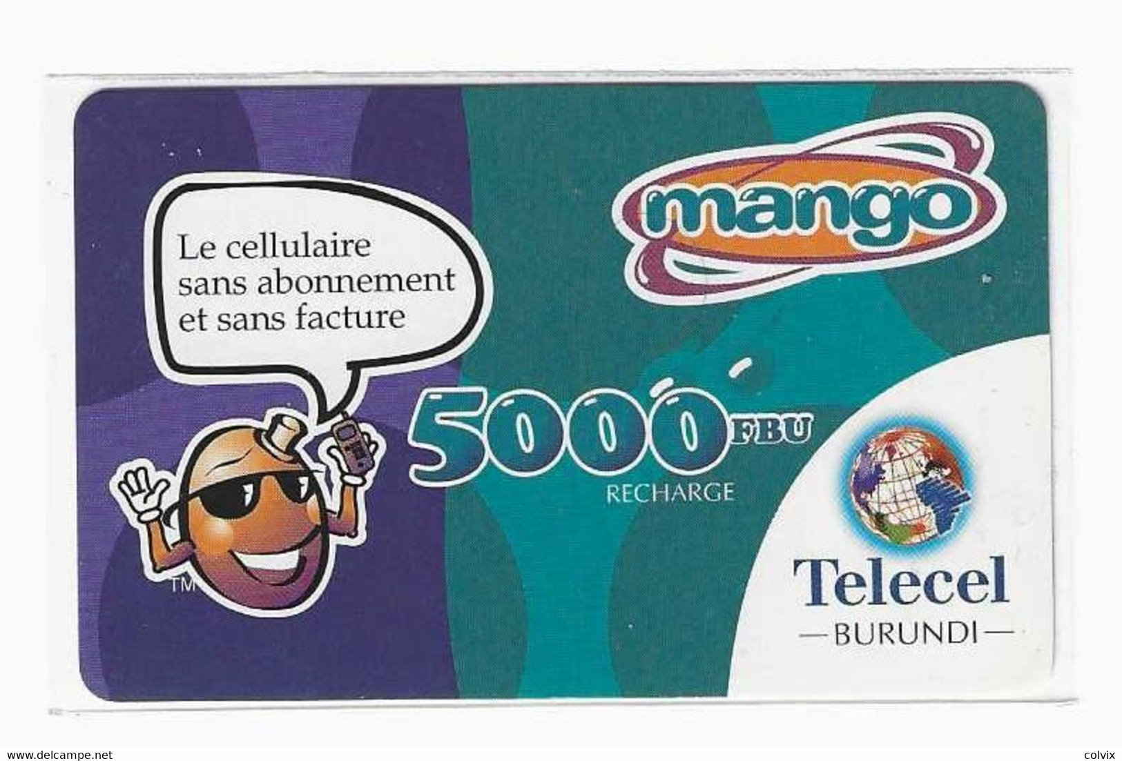 BURUNDI RECHARGE MANGO TELECEL 5 000 FBU Date 2002-07-01 - Burundi