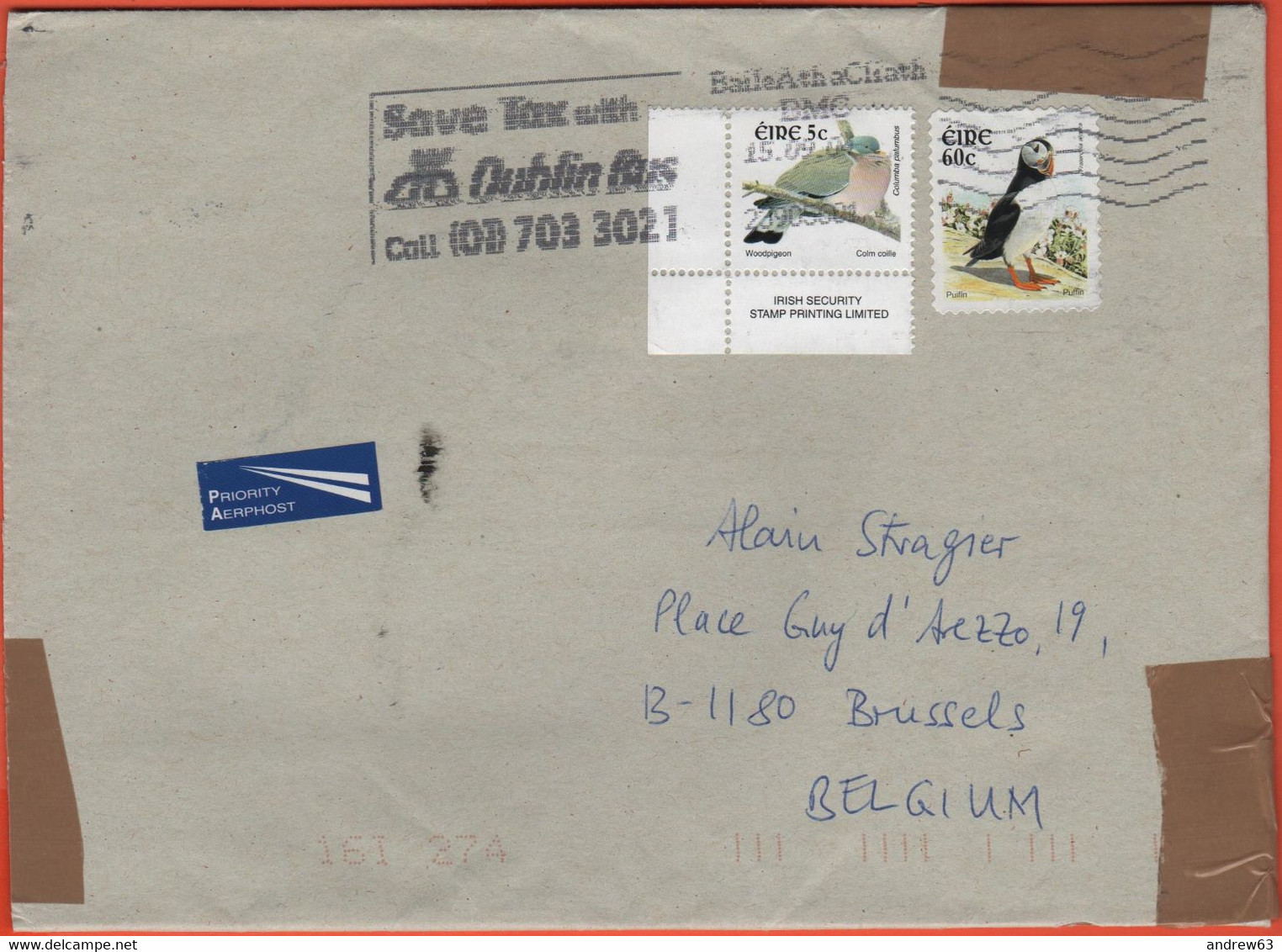 IRLANDA - IRELAND - Irlande - EIRE - 2004 - 5c + 60c Bird - Medium Envelope - Viaggiata Da Baile Átha Cliath, Dublin Per - Storia Postale