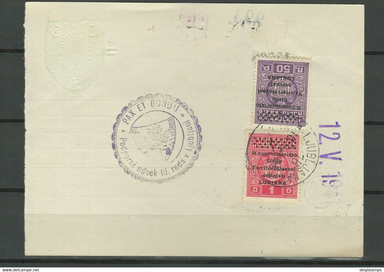 Italy Occupation Of Slovenia - Ljubljana 12.05.1941 ☀ Post Office Check/deposit Slip - Lubiana