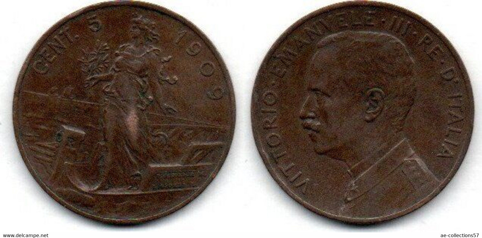 Italie - 5 Centesimi 1909 TTB - 1900-1946 : Victor Emmanuel III & Umberto II