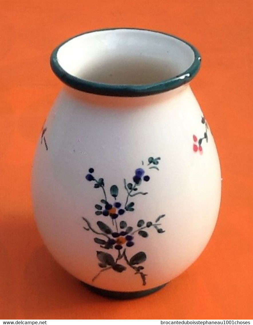 Petit Vase Saint-Clément France Céramique à Décor Floral Hauteur : 110mm - Saint Clément (FRA)