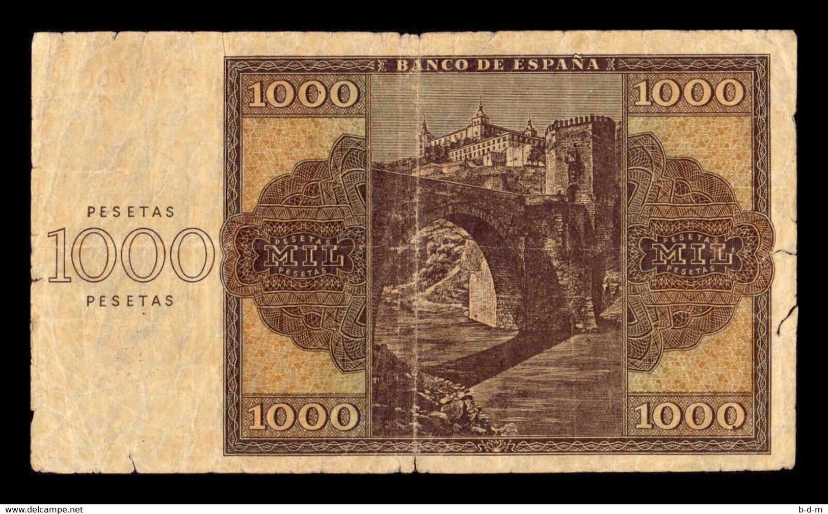 España 1000 Pesetas Burgos 1936 Pick 103 Serie B BC F - 1000 Pesetas