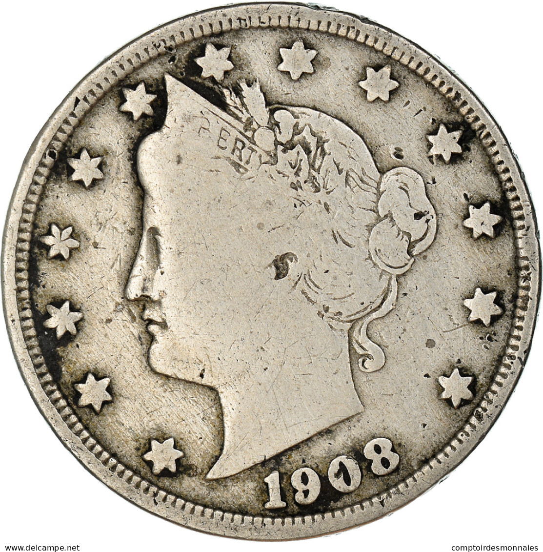 Monnaie, États-Unis, Liberty Nickel, 5 Cents, 1908, Philadelphie, TB+ - 1883-1913: Liberty