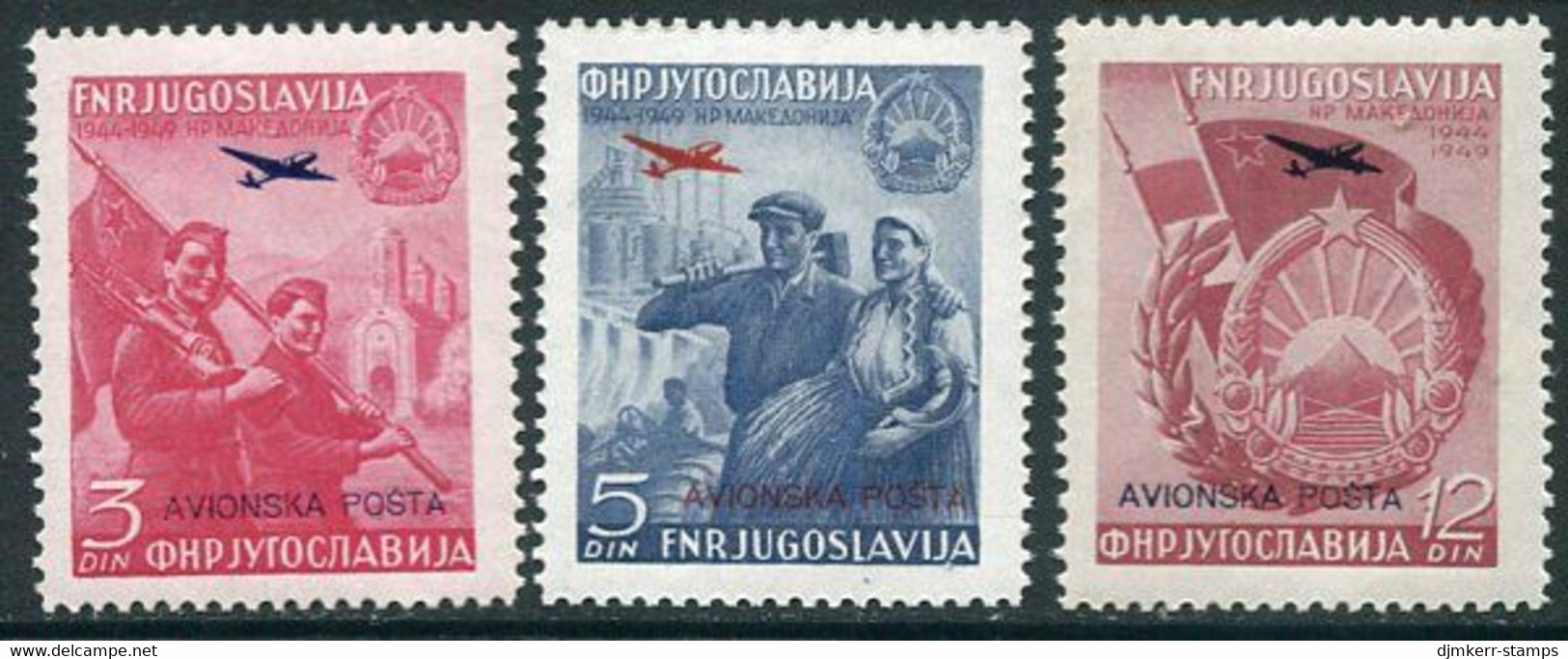 YUGOSLAVIA 1949 People's Republic Of Macedonia Airmail  MNH / **.  Michel 575-77 - Nuovi