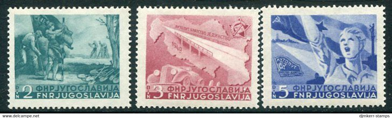 YUGOSLAVIA 1950 Belgrade-Zagreb Motorway MNH / **.  Michel 598-600 - Nuevos
