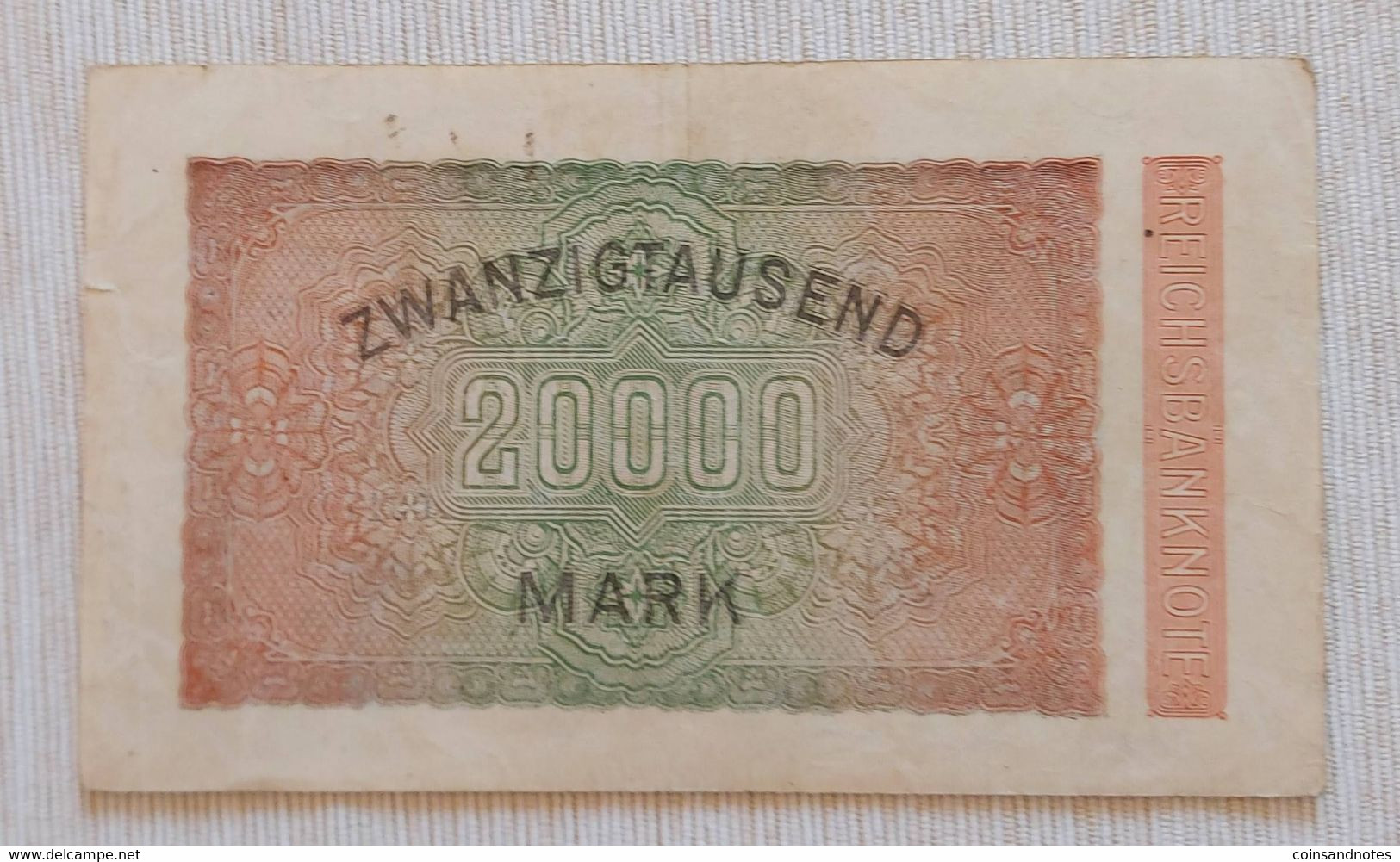 Germany 1923 - 20 000 Mark Reichsbanknote - No A-WK 031728 - P# 85b - VVF - 20.000 Mark