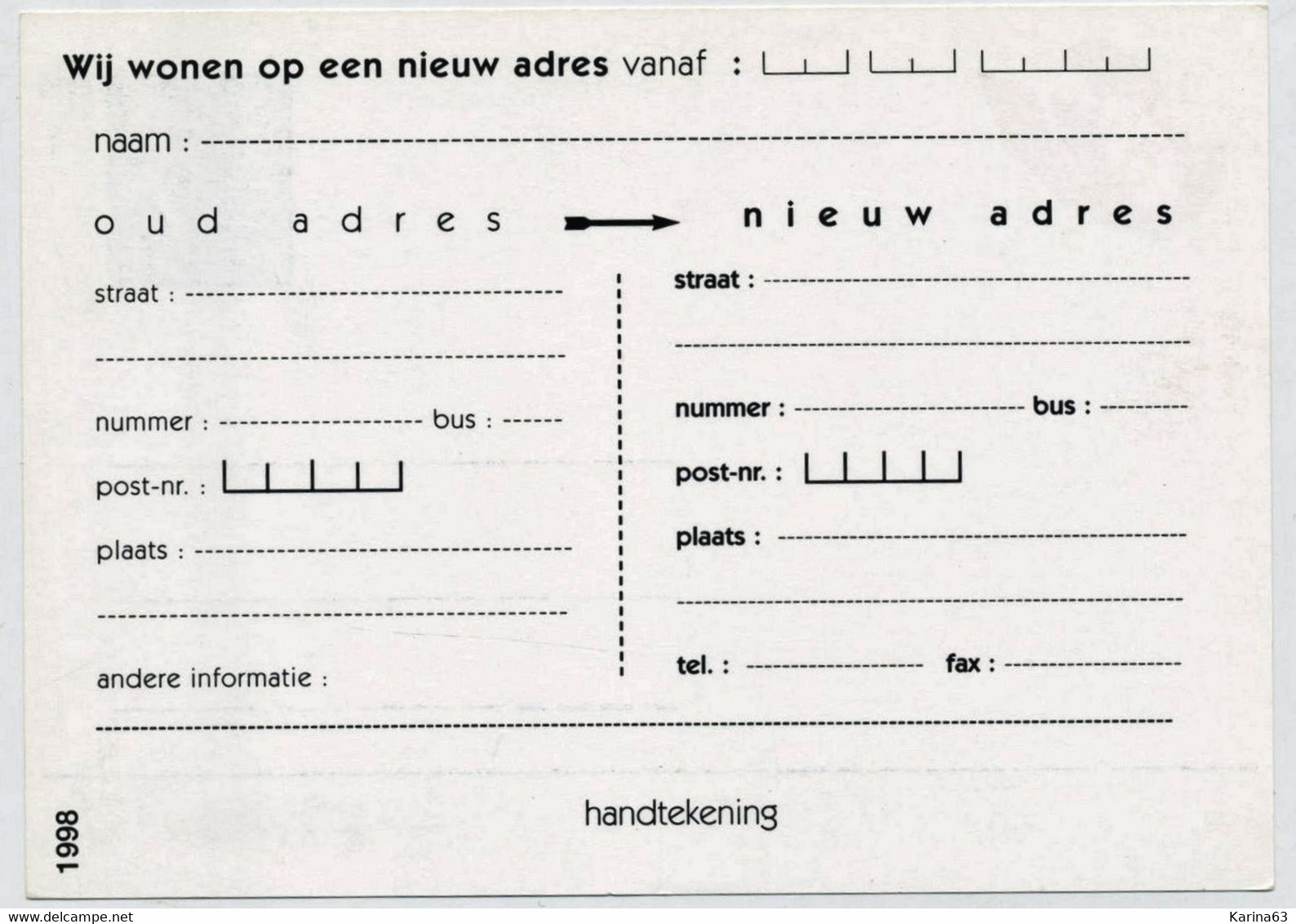 Belgie - Belgique - 1998 - 8 X Briefkaarten + 2 Gratis - Mutapost  - Ongebruikt - Unused - Avviso Cambiamento Indirizzo