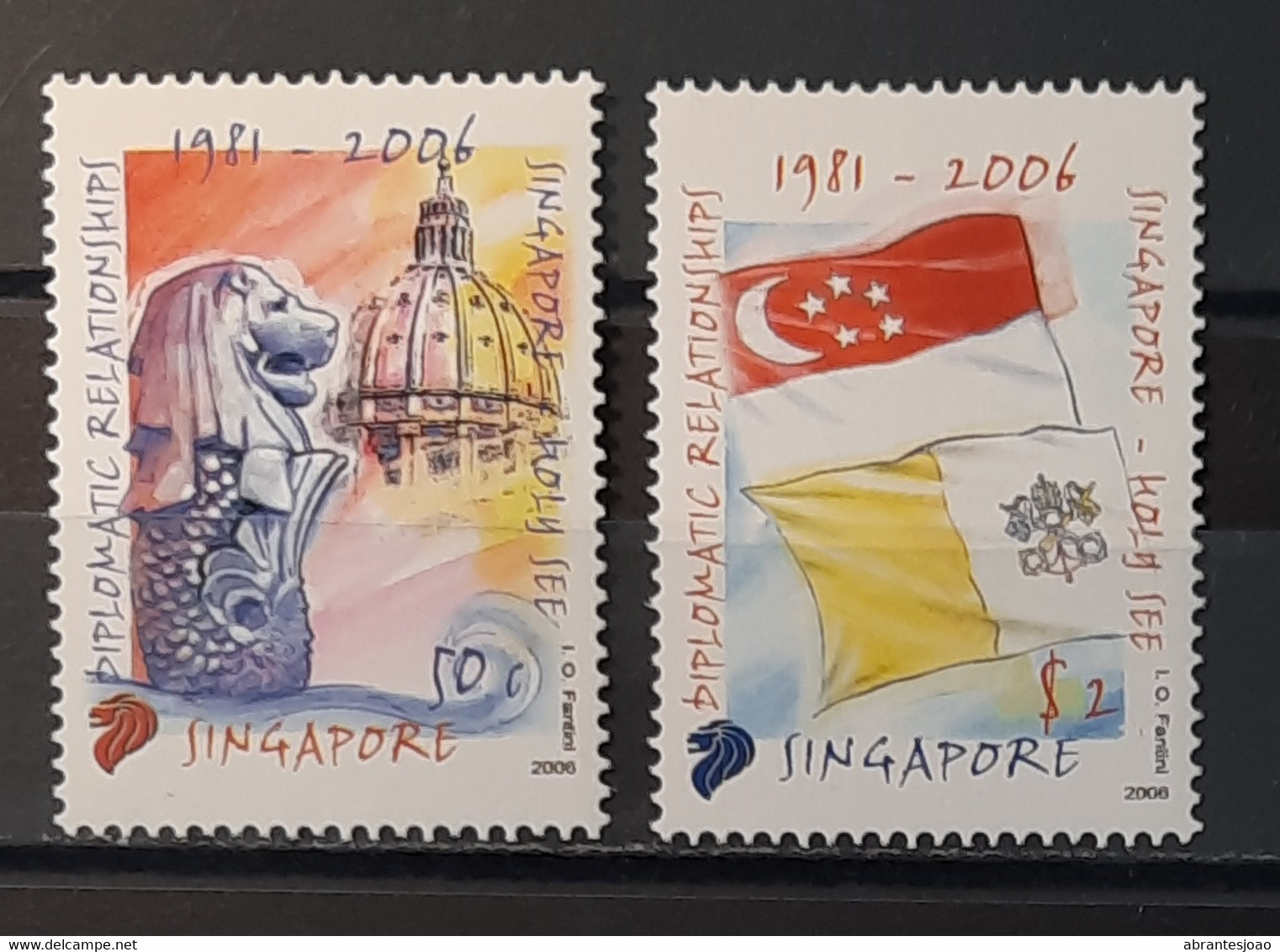 2006 - Singapore - MNH - Dome Of Saint Peter's Basilic And Merlion - Complete Set Of 2 Stamps - Singapur (1959-...)